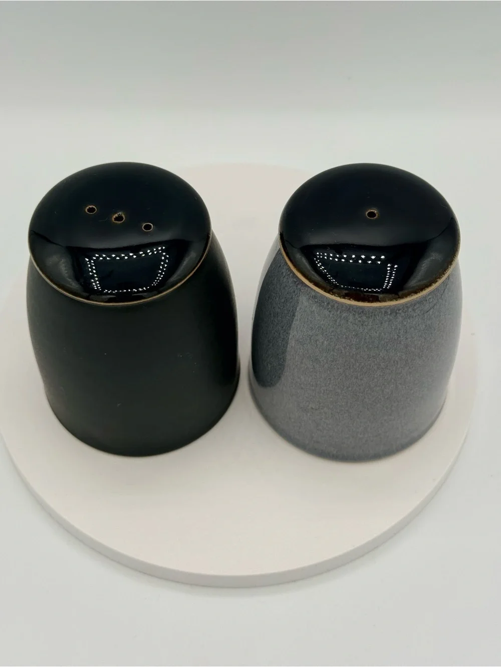 Denny Ceramic Black and Gray Salt & Pepper Shaker Set